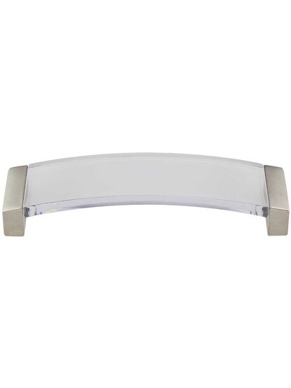 Positano Clear Arched Pull - 5 inch Center-to-Center in Satin Nickel/Clear.